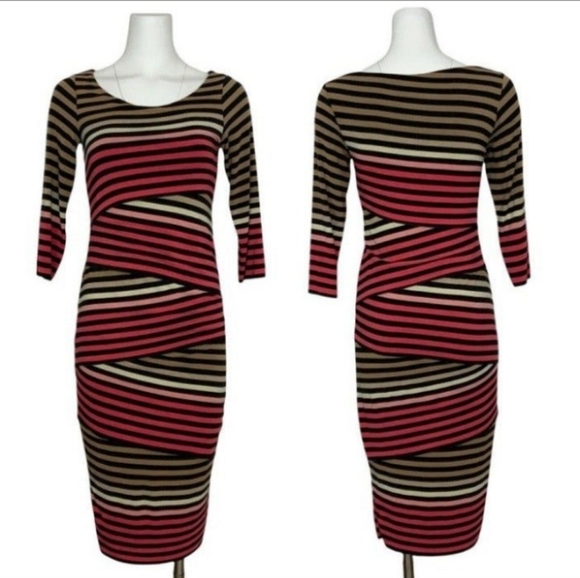 🆕Bailey 44 Anthropologie Striped Knit Column Dress Bodycon Dress Size Large - Picture 5 of 11